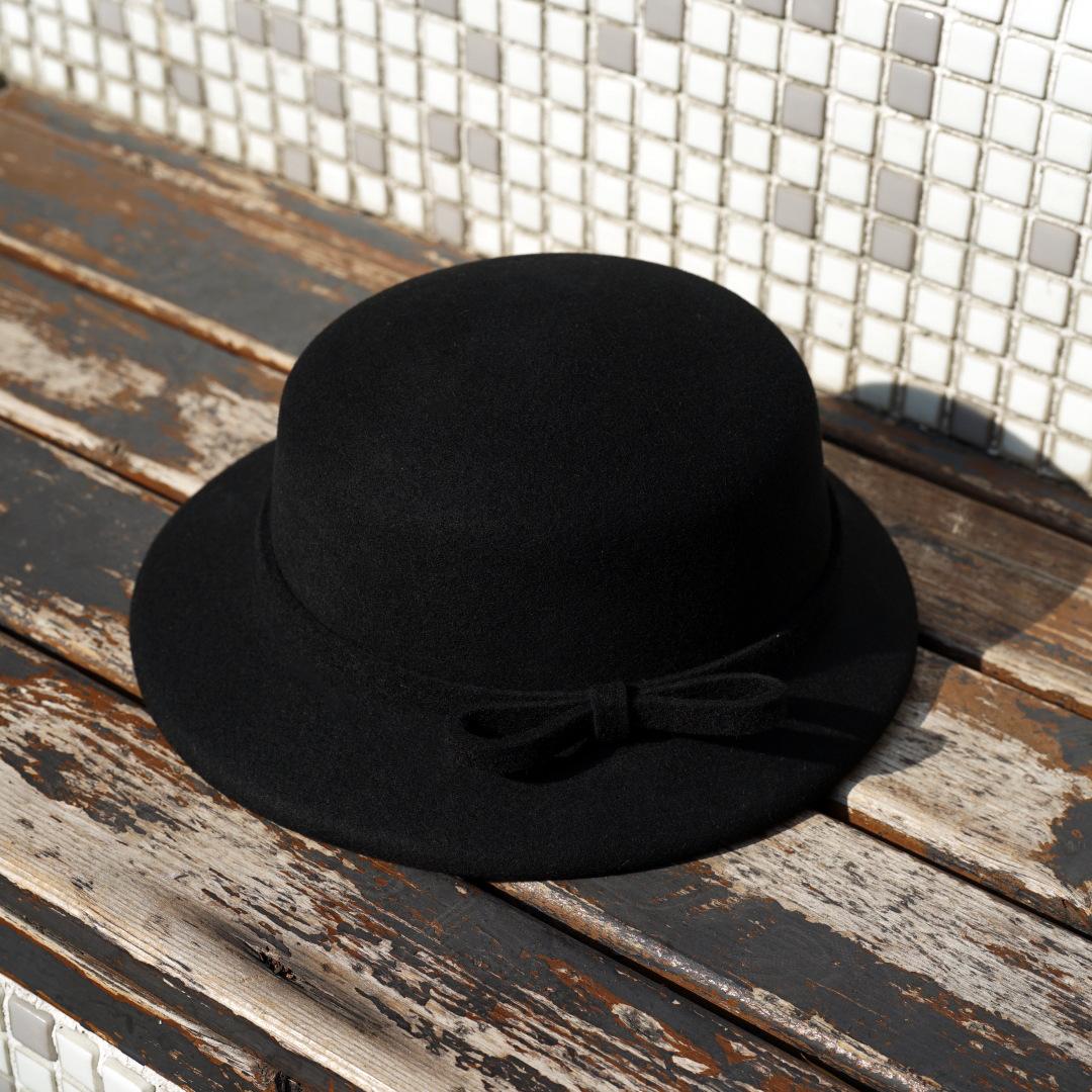 

Khaki Green Wool Hepburn Style Top Hat Women S Autumn And Winter French Retro Sweet Bow Bucket Hat Japanese