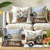 Rustic and Elegant Pillow Cover: Floral Basket, Retro Truck and Heart-warming Home Decoration, Sofa and Chair Cushion Cover