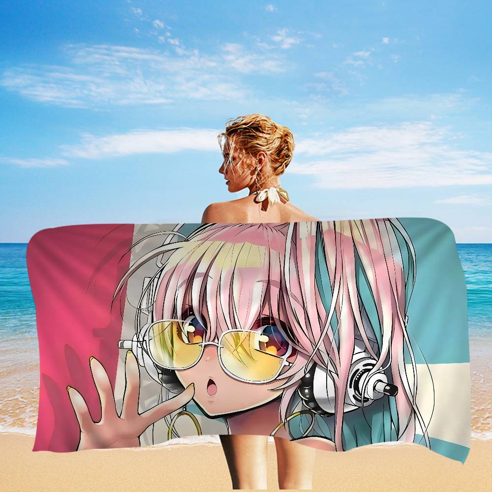 Virtual Idol Super S-Sonico Beach Towel Colorful Bath Towels For Girl Microfiber Quick Dry Sand Free Beach Yoga Gym Pool
