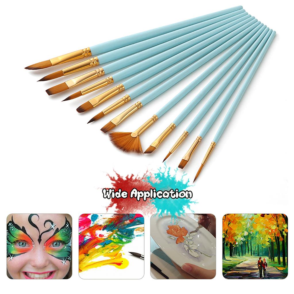12Pcs Fine Detail Paint Brush Set Double Color Taklon Hair Paintbrushes for Miniature Acrylic Oil