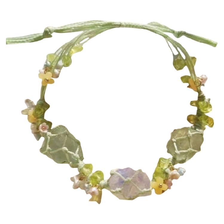 Raws Stone Bracelet Handwoven Energys Net With White Gemstones Trendy Personalize Fashion Accessory for All Occasions