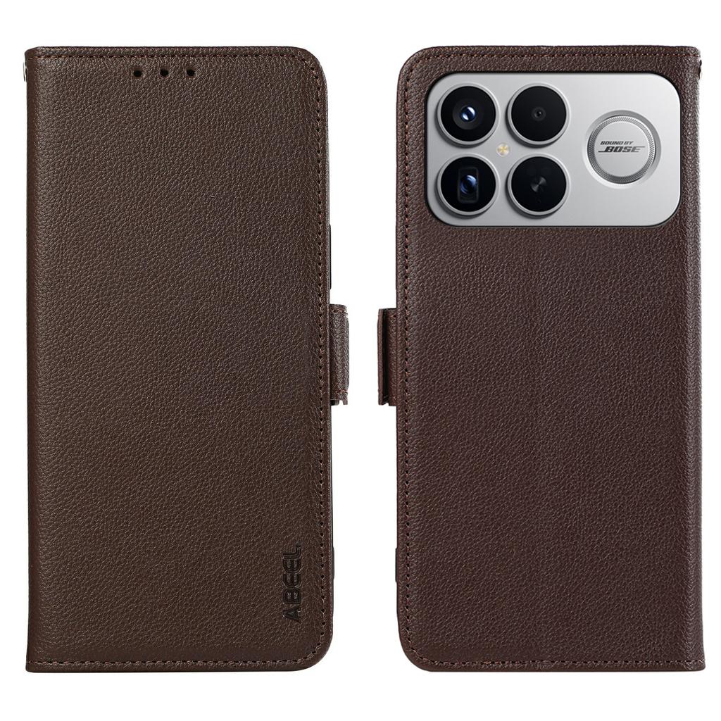 ABEEL For Xiaomi Redmi K90 Pro Max 5G/Poco F8 Ultra Case Litchi Texture Leather RFID Blocking Phone Cover