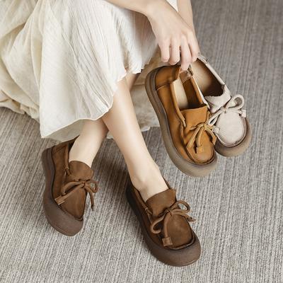 Mode GKTINOO 2025 Echtes Leder Schuhe Damen Ballerinas Sommer Damen Einfarbig Weiche Sohle Schuhe Frau Slipper Loafers