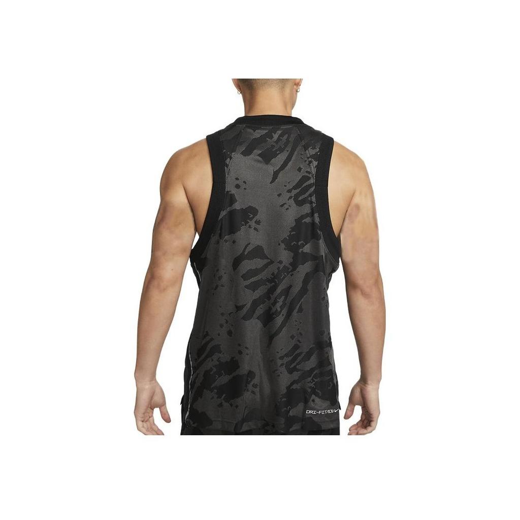 Nike Logo Print Camouflage V-Neck Basketball Vest Men Tops Black DX0258-010