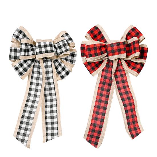 Large Christmas Bow Red Black Buffalo Plaid Christmas Wreath Bows Christmas Tree