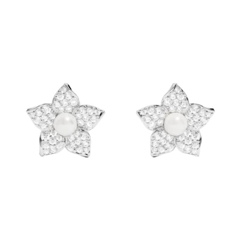 APM Monaco Flower shape design 925 silver earrings, same style for men and women, silver white AE15762XPL серебряный
