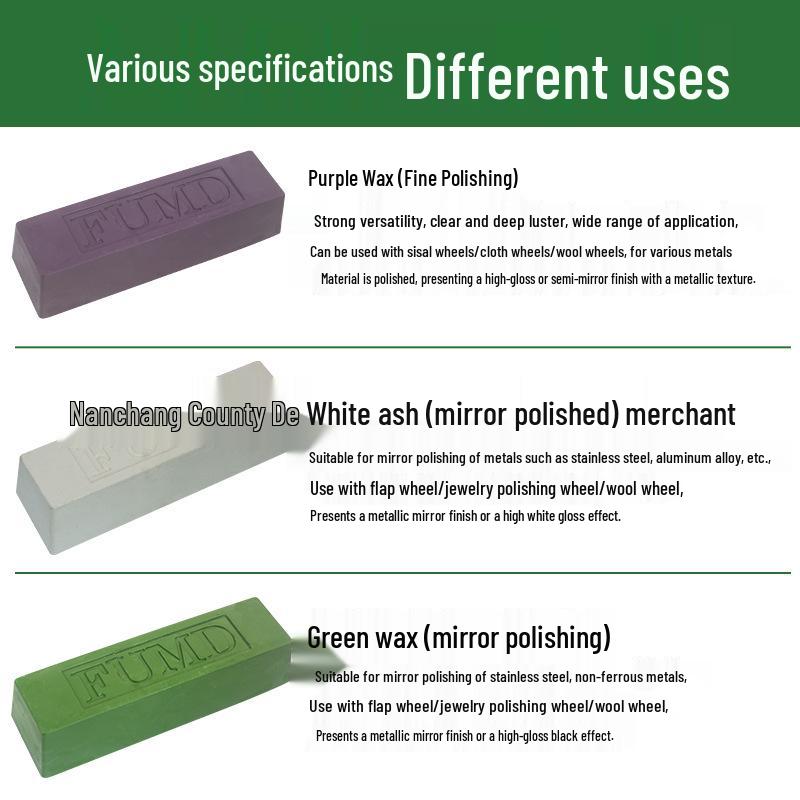 Stainless Steel & Metal Polishing Paste - White, Green, Purple Wax for Copper & Aluminum Repair