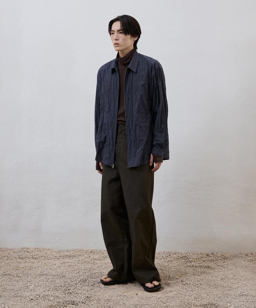 YOUTH Double Trimming Wide Pants - Brown Check