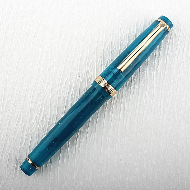 Luxury Jinhao 82 Peacock Blue Fountain Pen Acrylic Pen Spin Golden EF F Nib Business Office School Supplies Writing Ink Pen