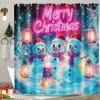 Wathon Christmas Snowman Shower Curtain Winter Snowflake Red Bathroom Set, Funny Christmas Shower Curtains For Kids,Cute Snowman