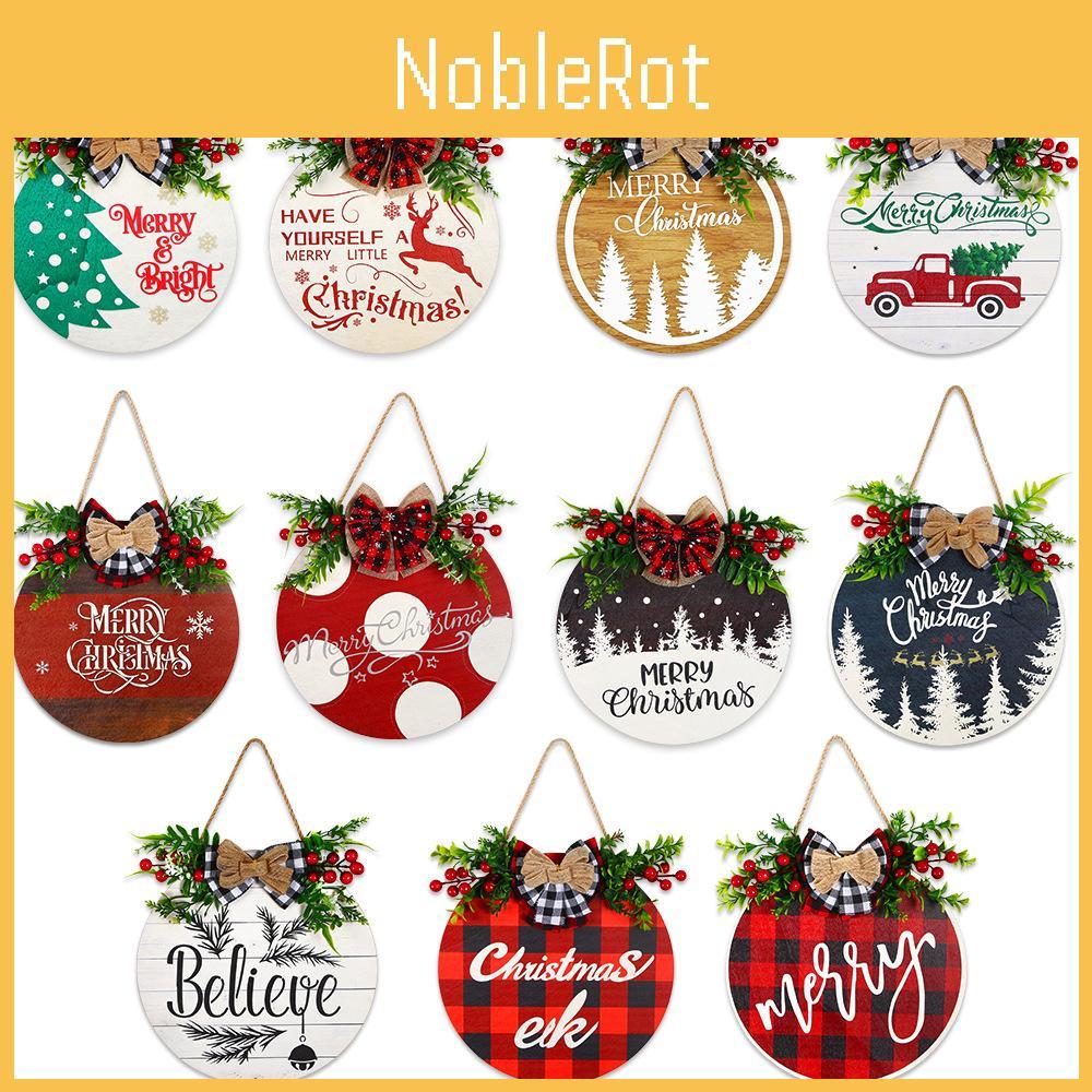 Delightful 28cm Christmas Wooden Door Hanger Featuring Cheerful Designs And Colors