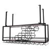 Ceiling Wine Rack with Glass Holder, Metal Hanging Bar Shelves Wine Storage Rack Display for Kitchen Bar Liquor Shelves