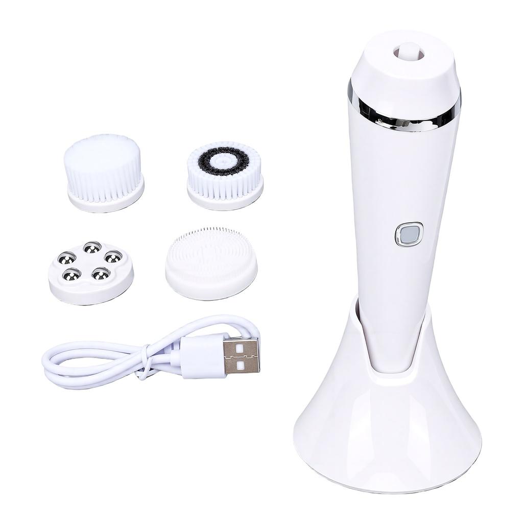 Facial Cleansing Brush Massage Exfoliation Rotating Electric Face Scrubber with 4 Brush Heads for Deep Pore Cleaning
