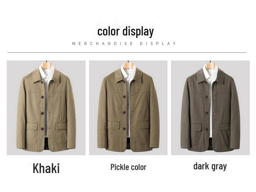 2024 Men's Pure Cotton Business Jacket for Middle-Aged and Elderly - Spring and Autumn Casual Wear
