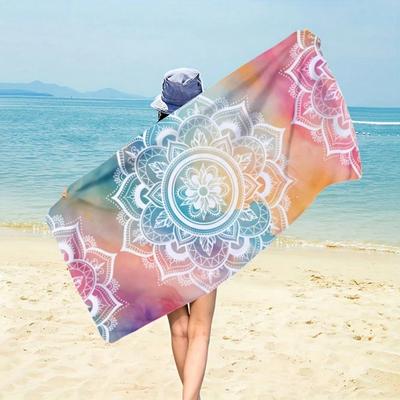 1 Piece Mandala Bohemian Beach Towel,Ultra Soft Thickened Microfiber,Quick Dry & Super Absorbent,Design Suitable For Beach