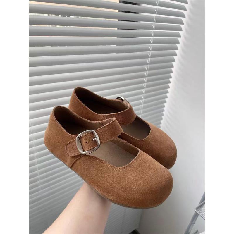 

[] Puff Soft Bread~ Big Round Head Casual Platform Mary Jane Single Shoes Women 35 коричневый