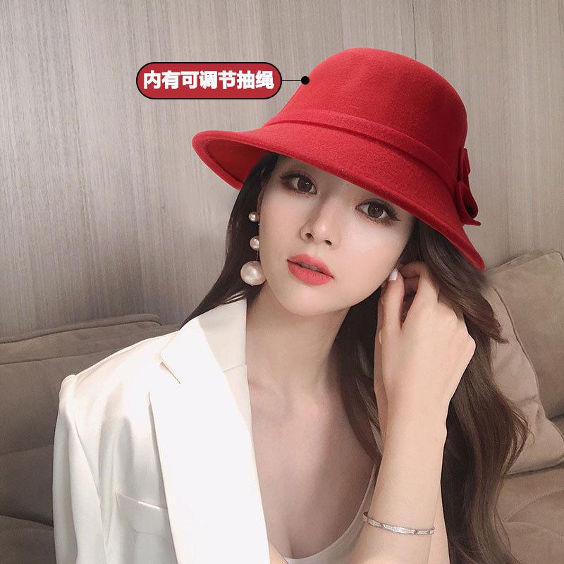 Autumn and winter hat women's British dome wool top hat women's new retro versatile bucket hat basin hat tide