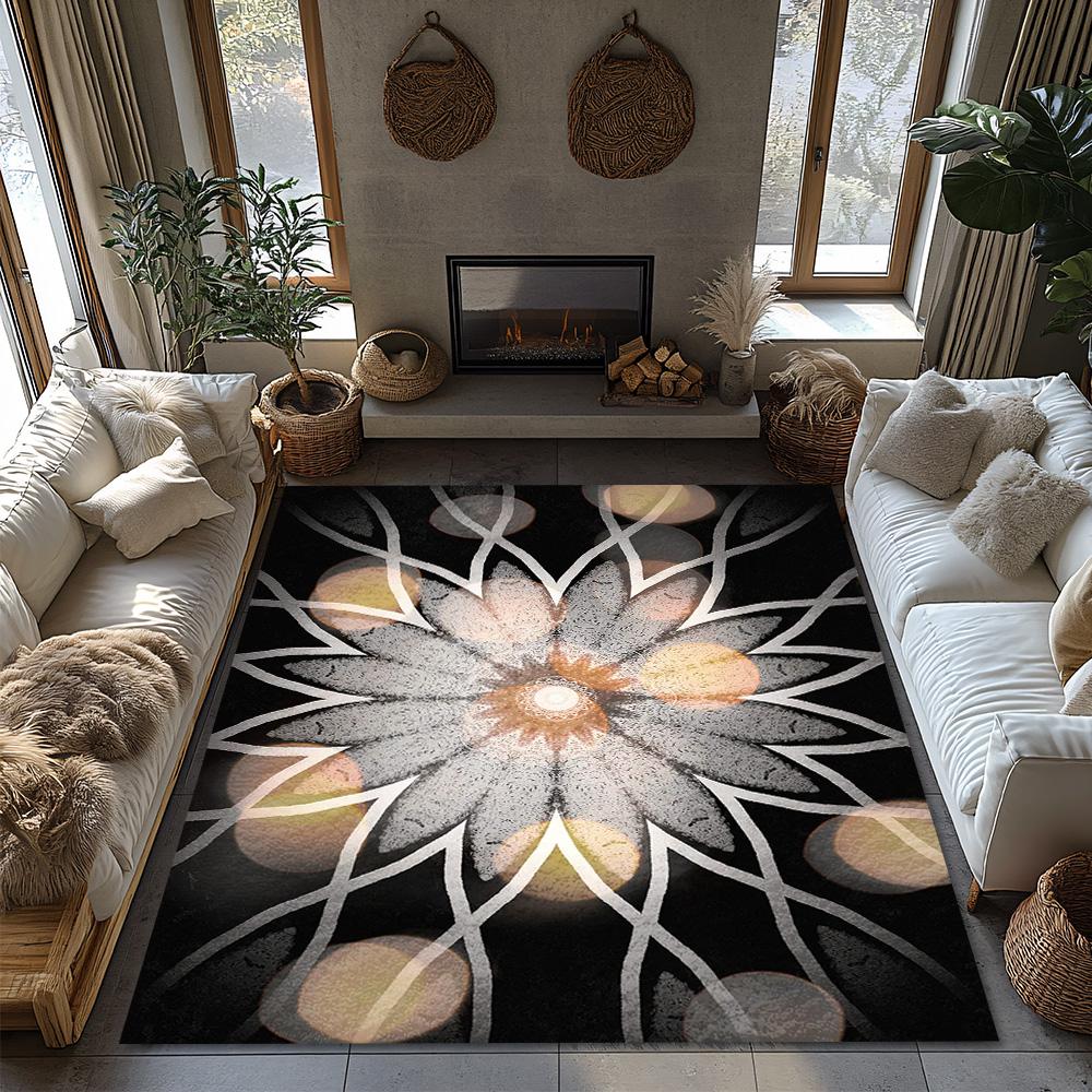 Bohemian Area Rug Abstract Geometric Carpet Modern Living Room Decor Non-Slip Floor Mat Washable Home Accent Stylish Entryway Ru