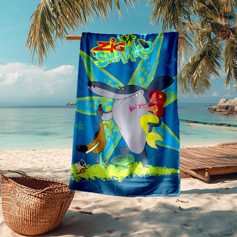 Ultra-Soft Beach Towel with Zig & Sharko Theme,Ideal for Pool - Camping, Diving - Perfect Travel Essential, Vibrant Beach Towel.