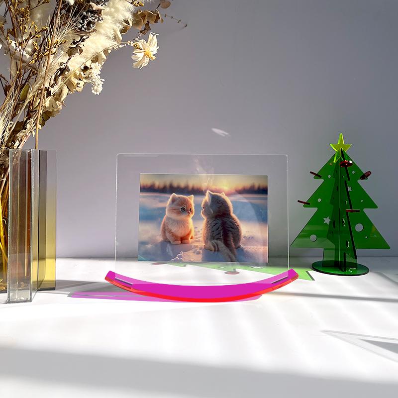 

Acrylic Picture Frame Color Photo Frame Iridescent Acrylic Frameless Picture Frame Modern Home and Office Décor Tabletop/Desktop 6 inch 15.2x10.2cm