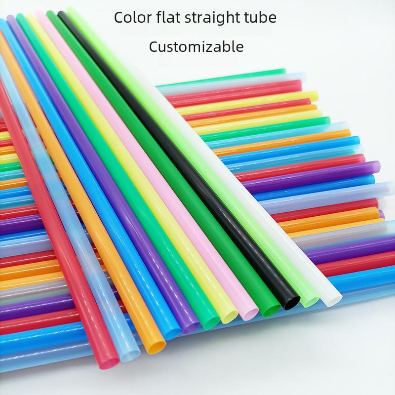 Multicolor Disposable Plastic Straws for DIY Projects, 6x190mm, Flat and Straight Design for Kids