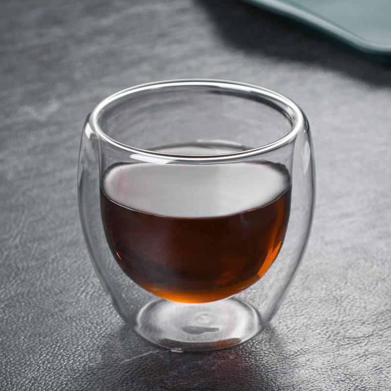 High Borosilicate Double-Layer High Temperature Resistant Glass Transparent Coffee Cup Household Heat Insulation Water Cup Milk Cup Tea Cup Juice Cup