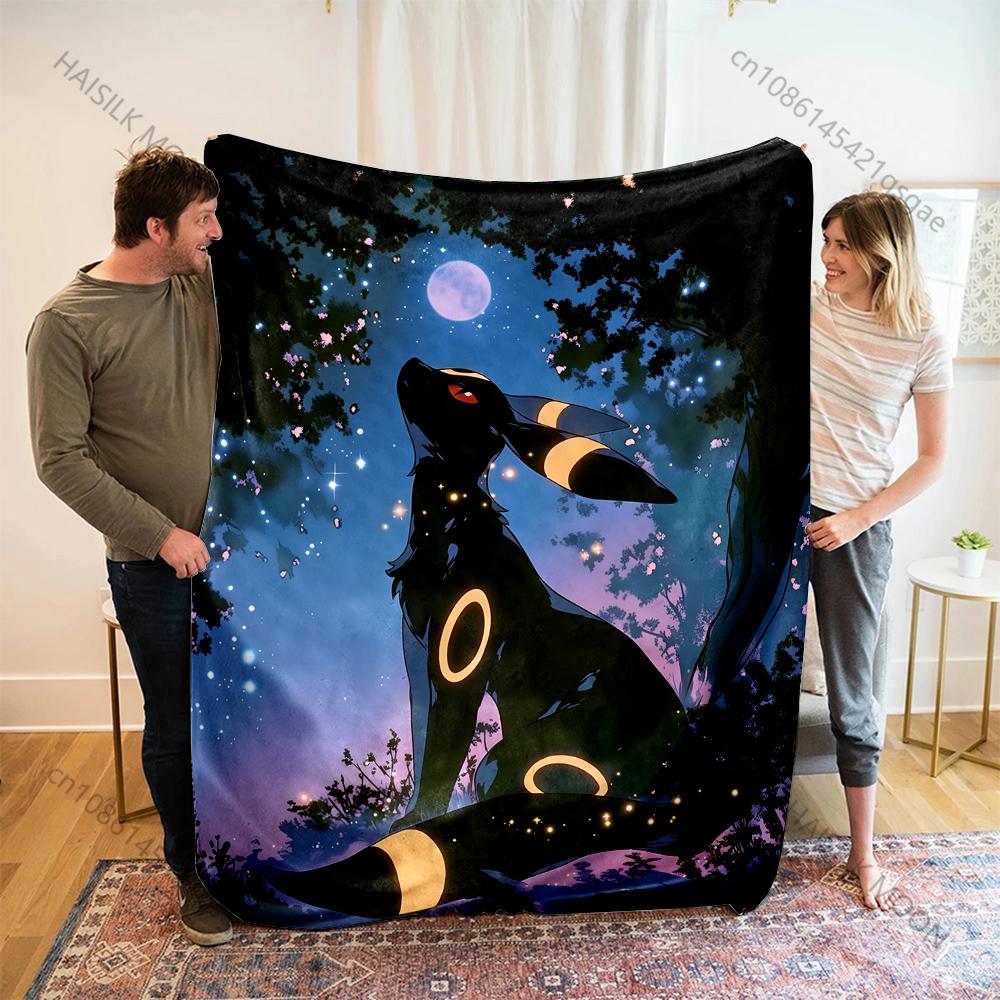 Japanese Games Umbreon and Sylveon Print Cartoon Blanket Flannel Fluffy Soft Blanket for Adult Kids Plush Sofa Bed Car Camping