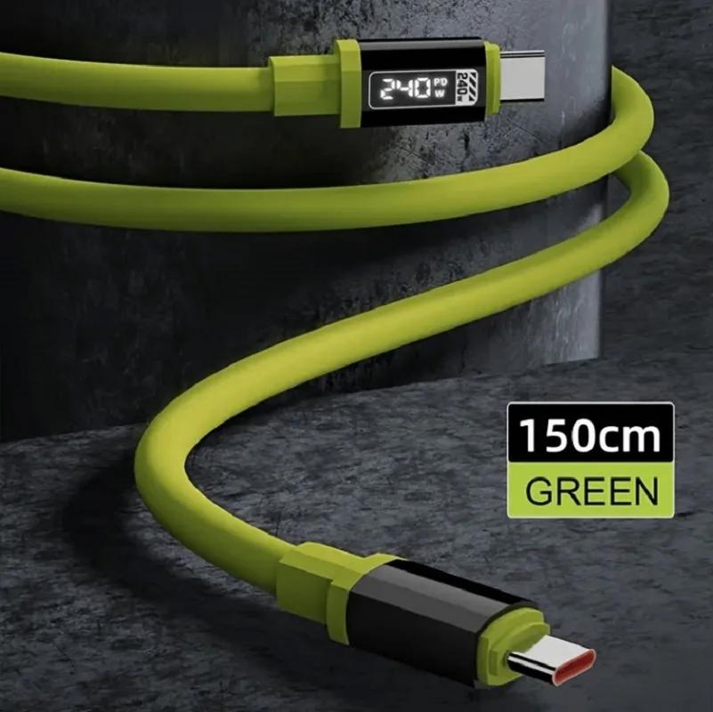 

New 240W LCD Digital Display Cable Type C To Type C Fast Charging Cable for iphone 15 16 Samsung Xiaomi Huawei USB Type C Cable