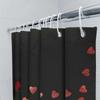 3D Red Rose and Hearts Shower Curtain | Romantic Black Background Bathroom Decor