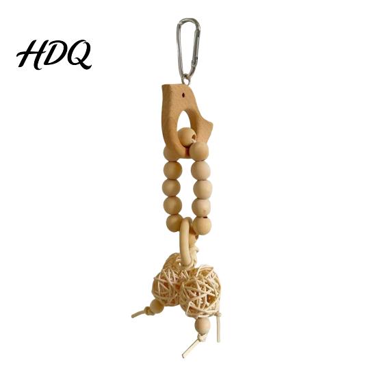 Carambola Bird Toy Wooden Blocks Parrot Toy Chew with Beads Rattan Balls or No Paint Dried Star Fruits Cage Accessory for Small Medium Parrots