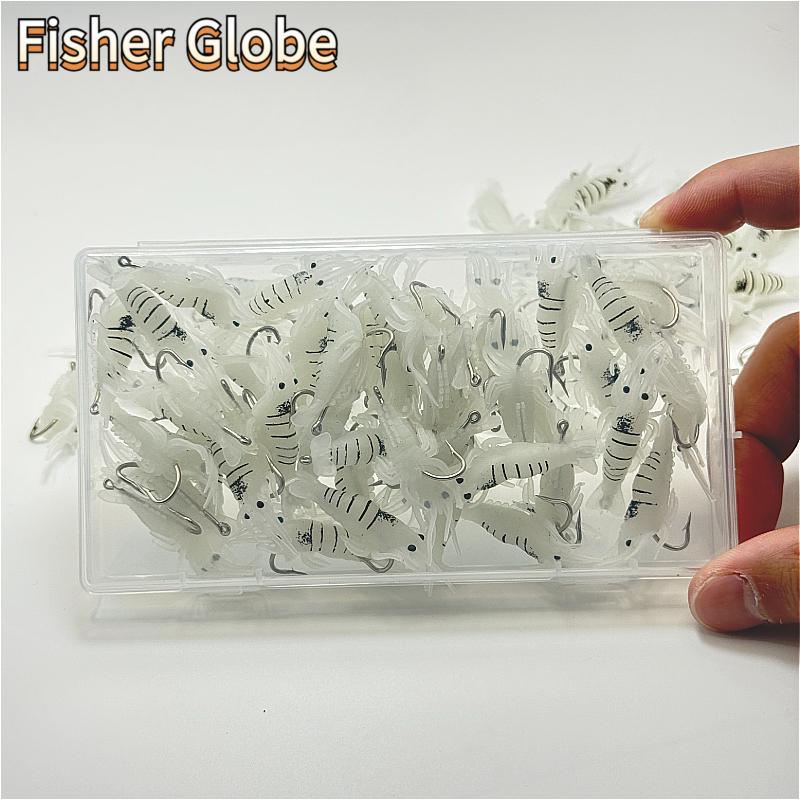 10Pcs Upgraded A Style Boxed Luminous Shrimp Soft Lures With Hooks, Bionic Worm Shrimp Baits For Freshwater Saltwater Fishing