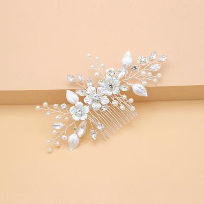 Handmade Rhinestone Pearl Flower Hairpin - Bridal Wedding Hair Accessories