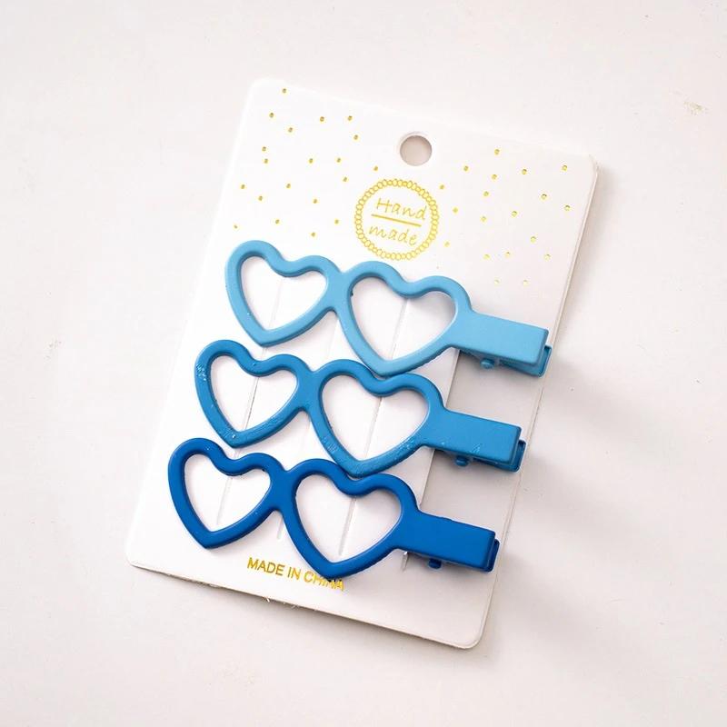 New 3pcs/set Colorful Love Heart Hair Side Clips Women Girl Hollow Bowknot Shaped Hair Clips Bangs Hairpins Kids Sweet Ornament