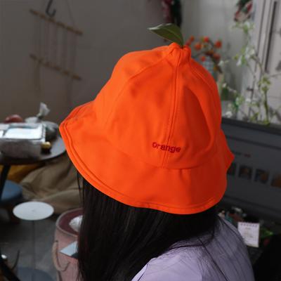 Cool Creative Orange Bucket Cap Quick-dry Embroidered Letter Sun Hat Orange Fisherman Hat  Travel