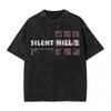 Horror Silent Hill Heavens Night Hip Hop Washed Print T-shirt Men Streetwear Patterned Printed Short-sleeved T-shirt