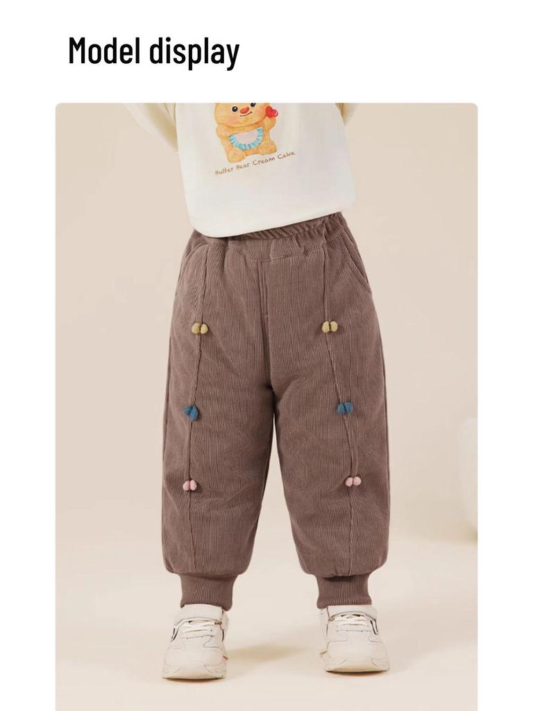 Jingqi Fleecegefütterte Winterhosen für Mädchen - Warme, modische Baumwoll-Oberbekleidung