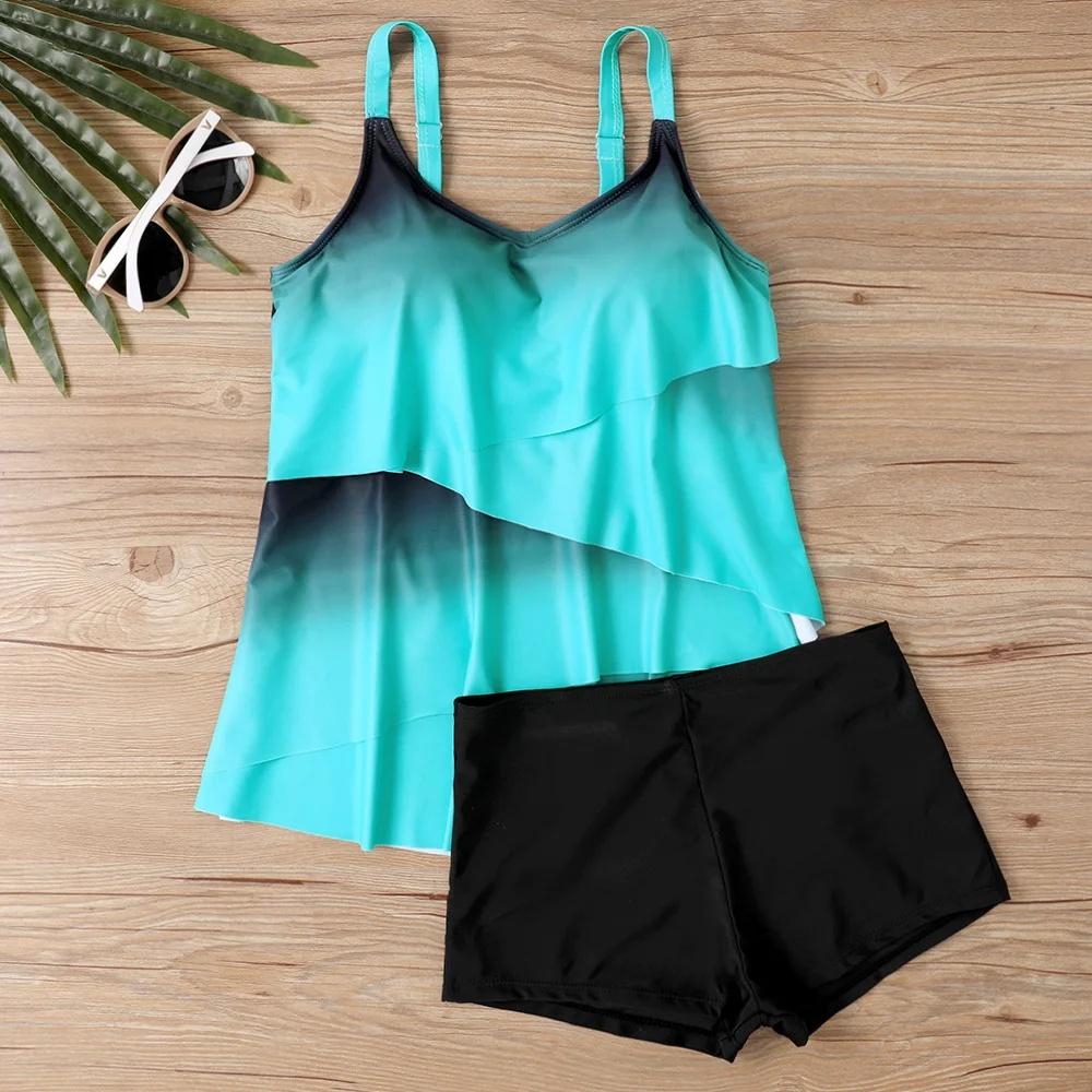 Women High Waist Tankini Summer New Design Printing Swimwear Swimsuit Bikini Bathing Suit Two Piece Set Beach Weart XS-8XL