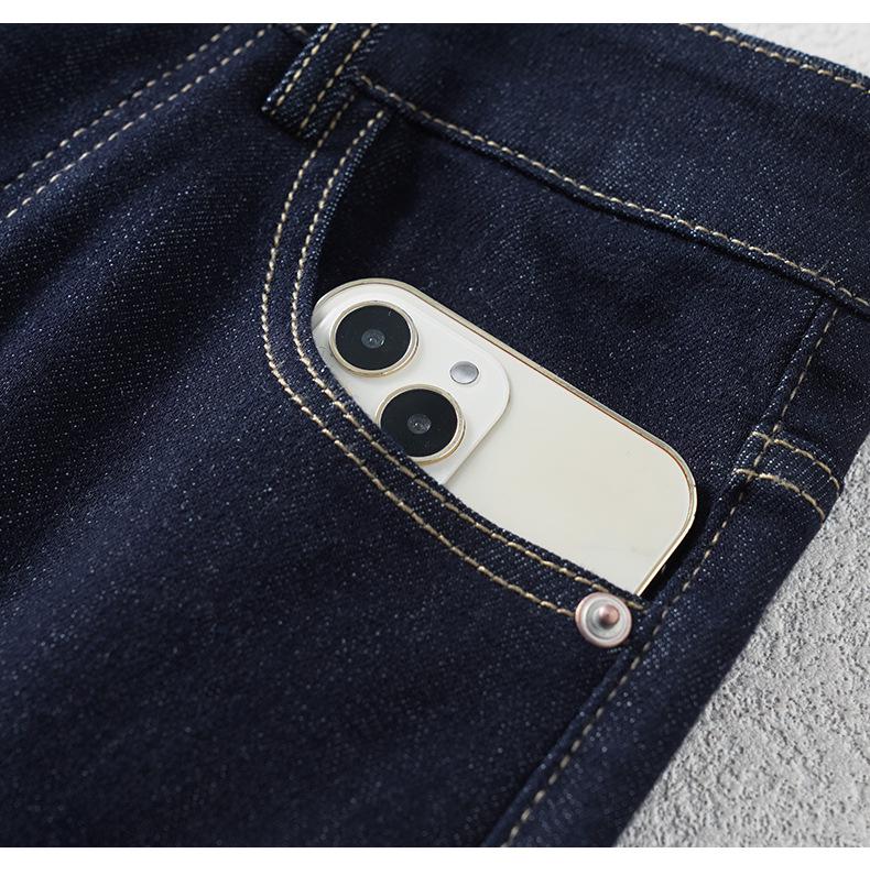Dark Blue High-Waist Slimming Straight-Leg Cropped Jeans for Women - Spring 2025
