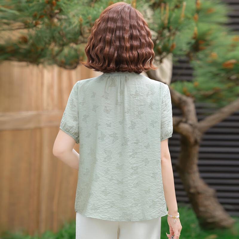 Hodo 2025 Sommer Petite Damen Bestickte Leinenoptik Kurzarmbluse