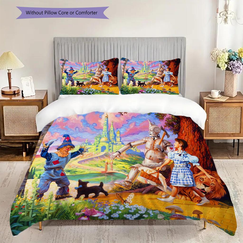 Fantasy Journey Emerald City Bedding (1 * duvet cover + 2 * pillowcase, without core) 2D Flat Duvet cover and pillowcase Soft and comfortable