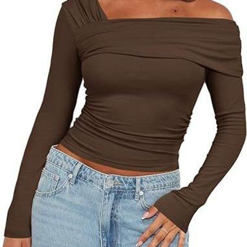 

2024 Top Pleated Outdoor Top Slim Fit Tops Silm CAMEL M
