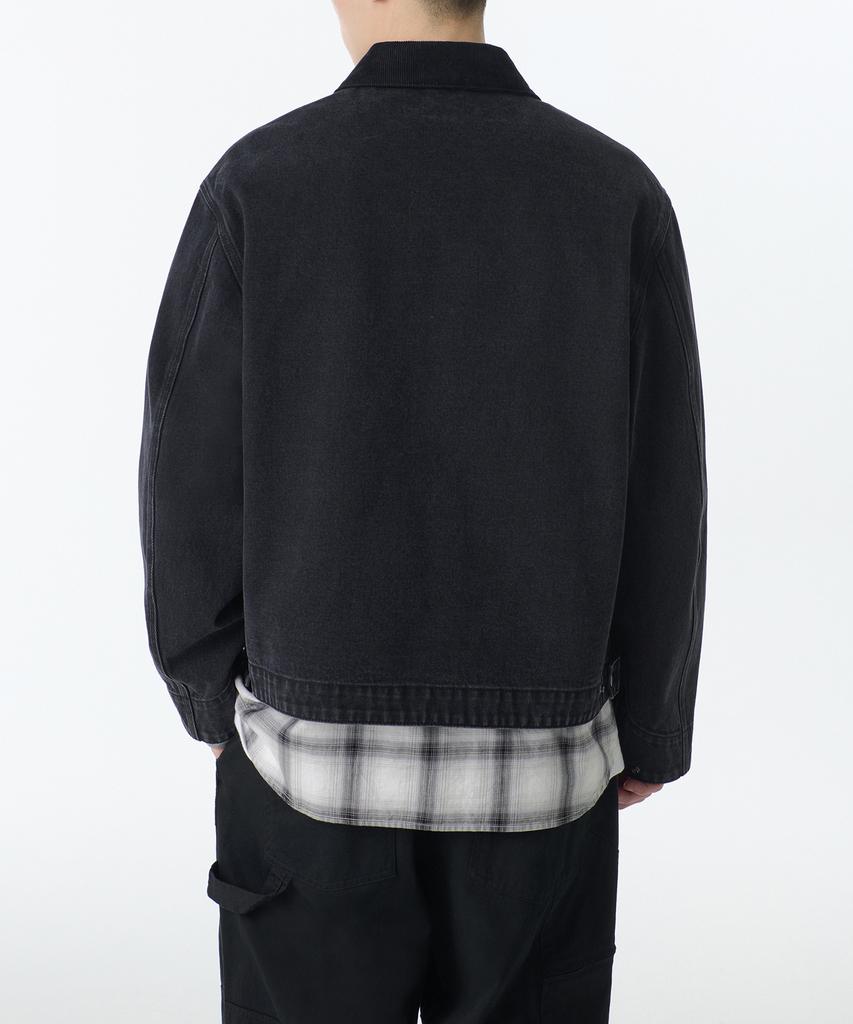 Musinsa Standard Denim Zip-Up Work Jacket [Washed Black]