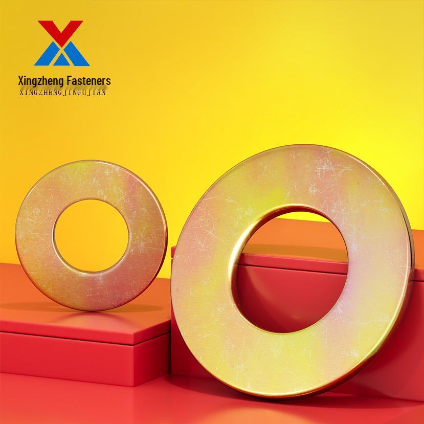 Yellow Color-Plated Zinc Flat Washer, Oversized 4.8 Grade Metallic Gold, Thickened & Thin Shim Options