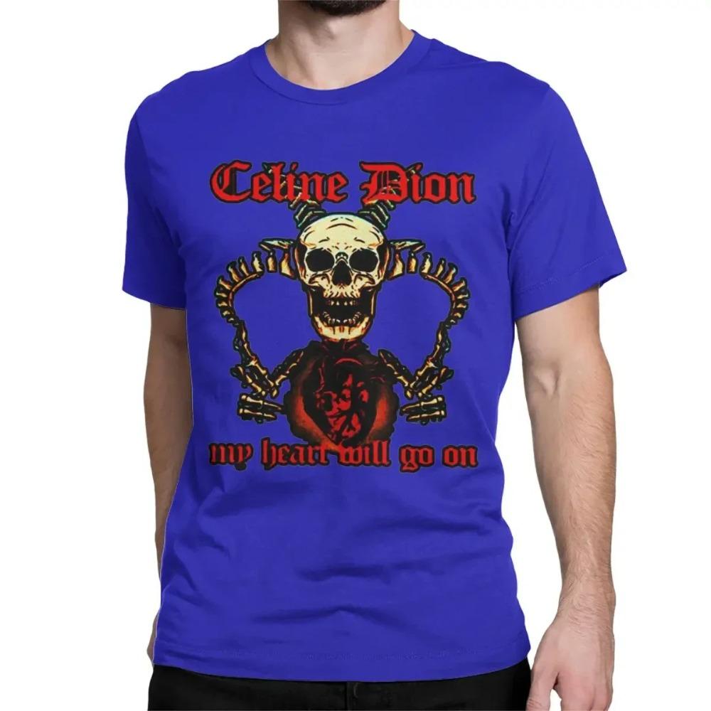 Celine Dion Death Metal Maglietta da Uomo e Donna My Heart Will Go On Maglietta Vintage Girocollo Magliette in Puro Cotone Abbigliamento Regalo