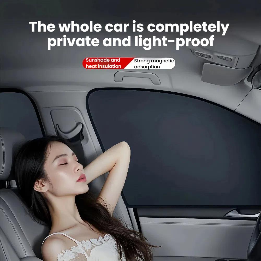 EasyClip Magnetic Car Sun Shades - No Adhesive UV Blinds for Front & Rear Windows | 98% UV Block, Reusable Foldable Shade for SUV/Sedan