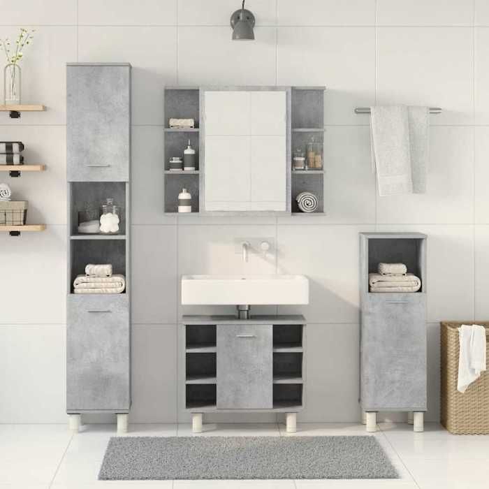 VidaXL 4-piece Bathroom Furniture Set Concrete Grey, Bathroom Cabinet, Bathroom Cupboard, Furniture 3324850