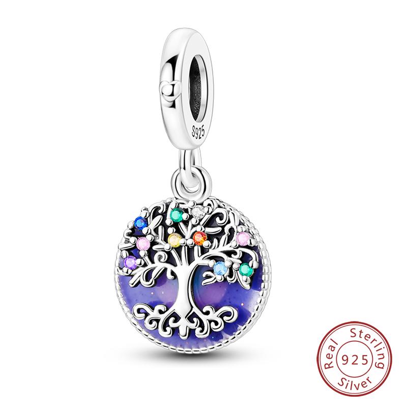 100% Copper Blue Crystal Life Tree Angel Star Moon Pendants Charms Fit Qikaola Original Bracelets Diy Jewelry