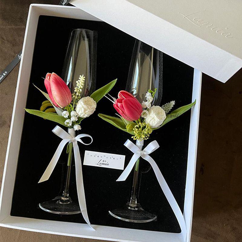 Unsterbliche Blume Hochzeits-Toast-Weinglas-Paar - Ideales DIY-Verlobungs- oder Hochzeitsgeschenk
