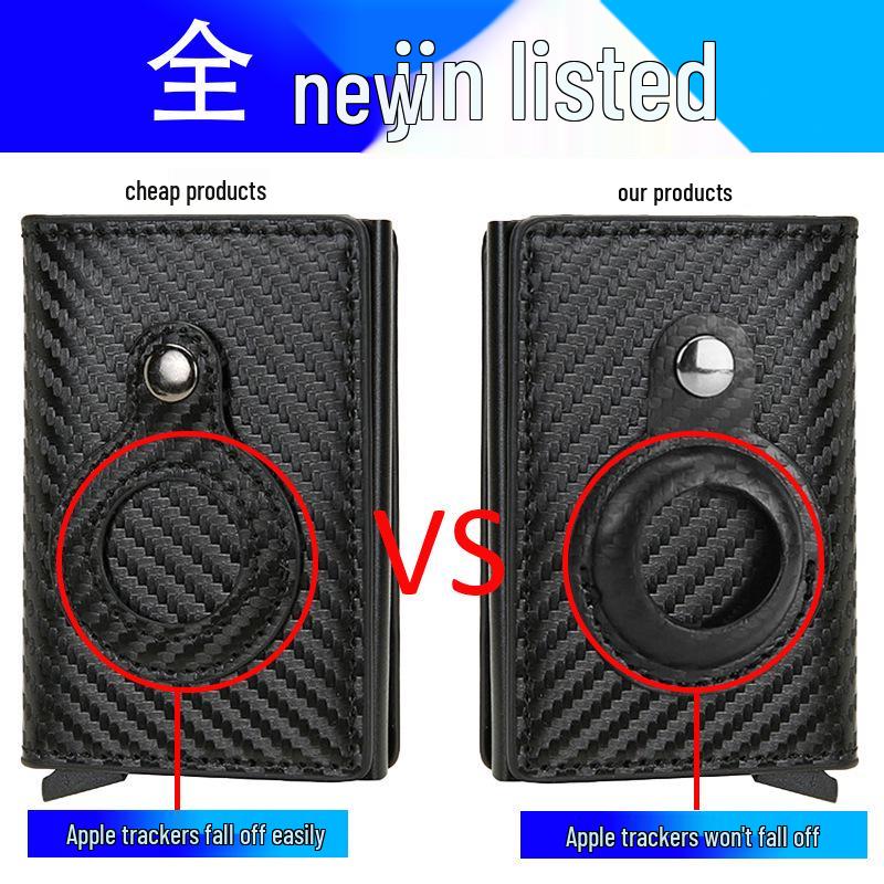 Apple Airtag Tracker Card Holder Men's Wallet with RFID Block and Metal Buckle Zipper.