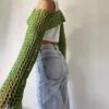Girls' Spring/Summer/Autumn Festival Trendy Style Simple Casual Short Hollow Knitted Sweater Hoodie